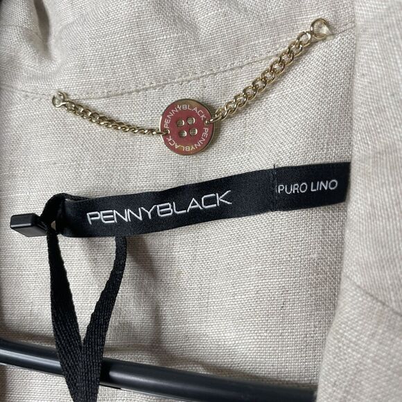 Womens 100% Linen Sleeveless Beige Vest Coat Italy Career Boho Chic NEW - Picture 6 of 11